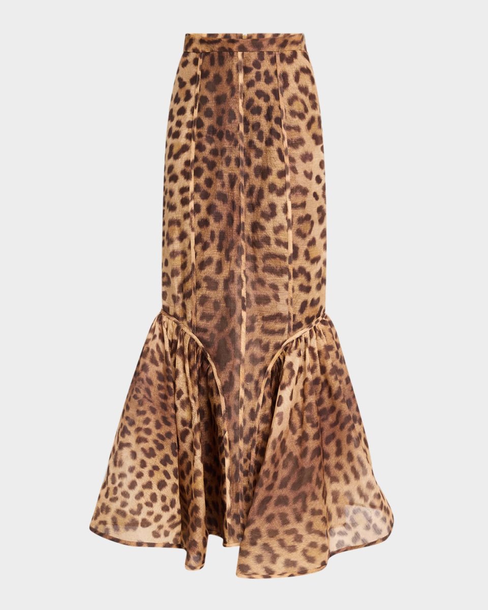 Crush Paneled Leopard Skirt